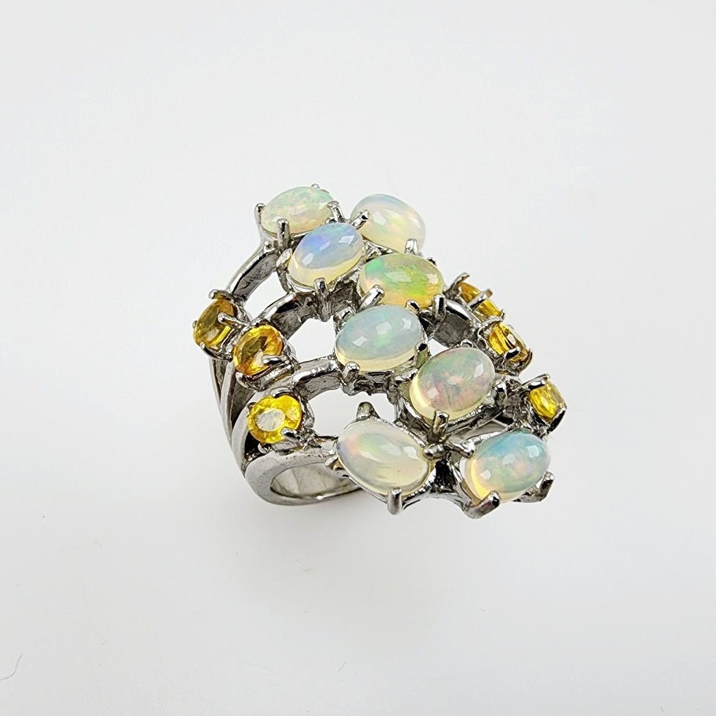 Anillo de Ópalo welo y Citrino - Anillos