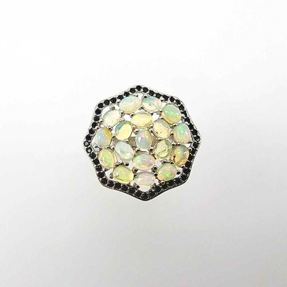 Anillo de Ópalo welo y Espinela negra - Anillos