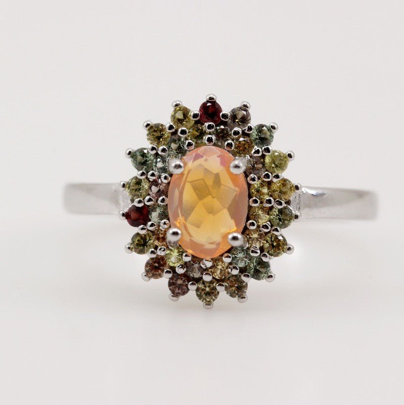Anillo de Ópalo Welo y Zafiro Amarillo - Anillos