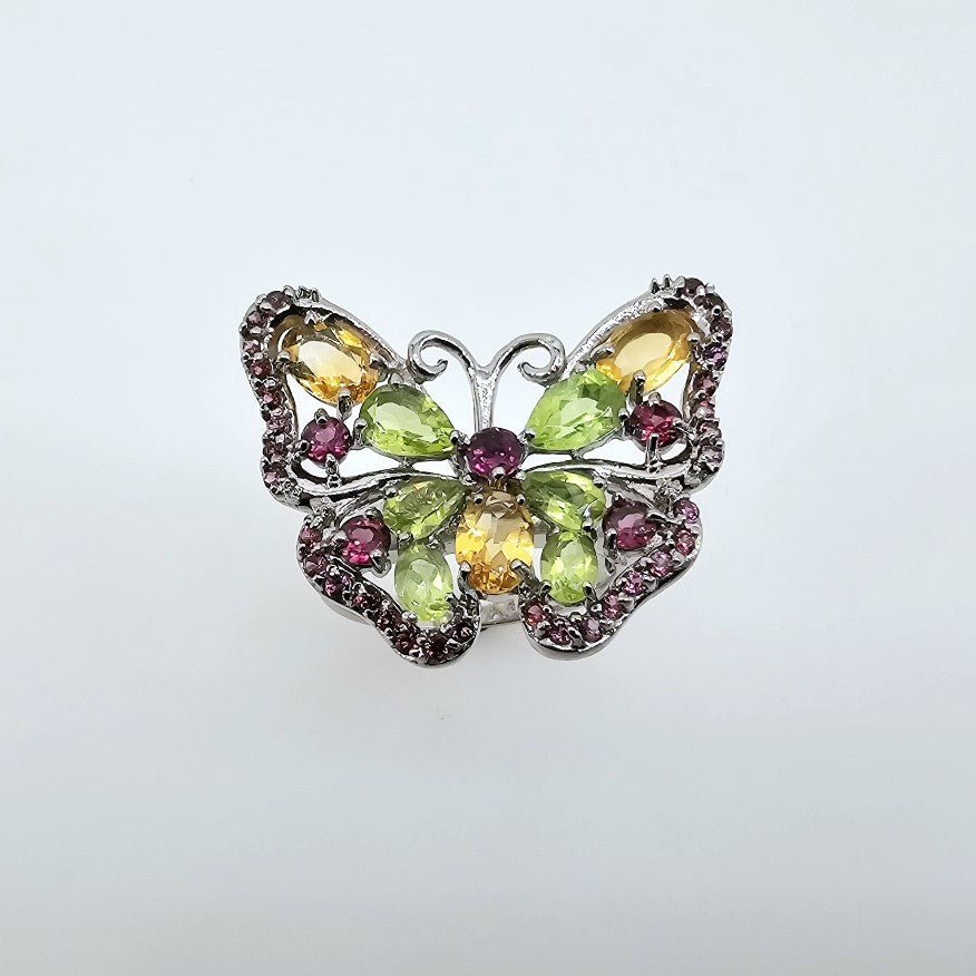Anillo de Peridoto, Citrino y Granate rodolito - Anillos