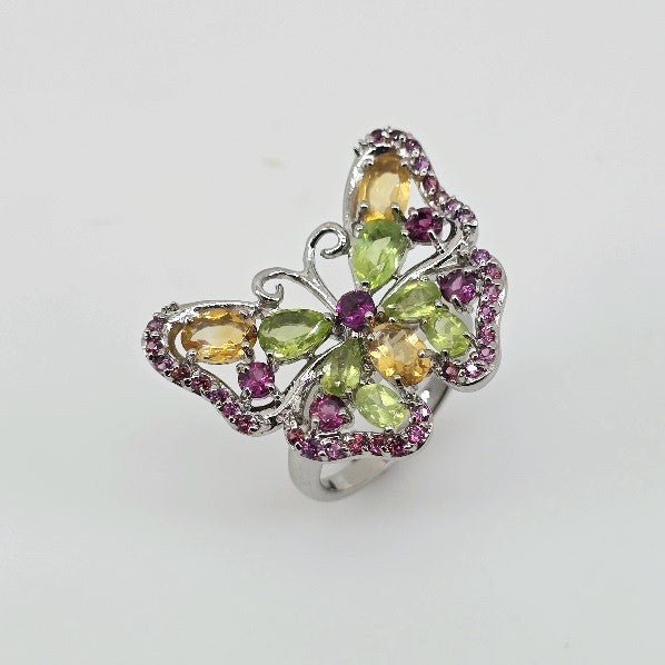 Anillo de Peridoto, Citrino y Granate rodolito - Anillos