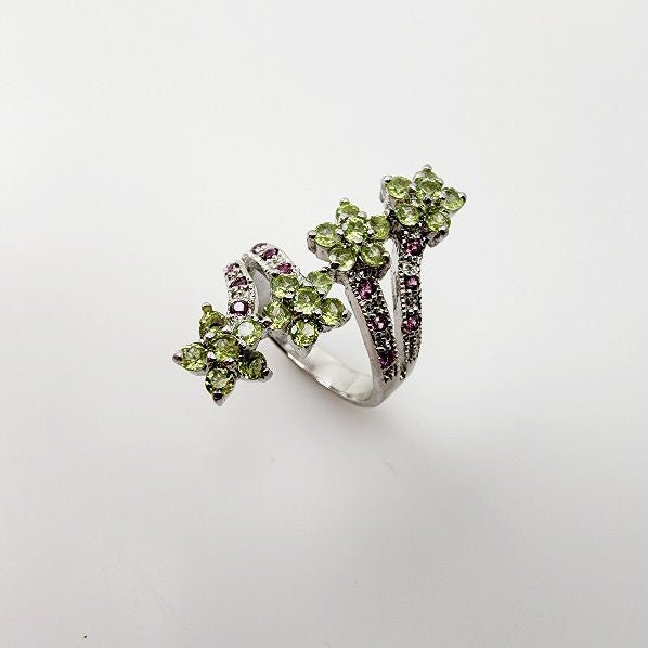Anillo de Peridoto, Rodolito y cubic zirconia - Anillos