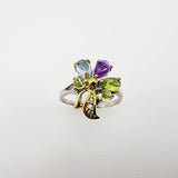 Anillo de Peridoto, Topacio azul, Amatista y cubic zirconia - Anillos
