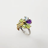 Anillo de Peridoto, Topacio azul, Amatista y cubic zirconia - Anillos