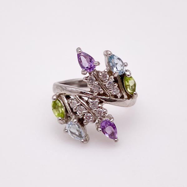 Anillo de Peridoto, Topacio azul y Amatista - Anillos