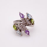 Anillo de Peridoto, Topacio azul y Amatista - Anillos