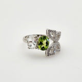 Anillo de Peridoto, topacio blanco y cubic zirconia - Anillos