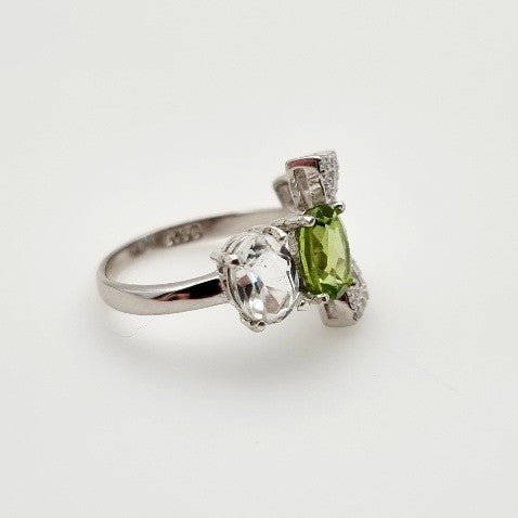 Anillo de Peridoto, topacio blanco y cubic zirconia - Anillos