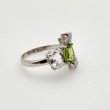 Anillo de Peridoto, topacio blanco y cubic zirconia - Anillos