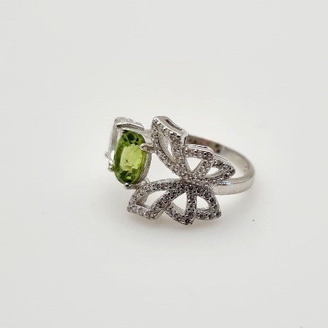 Anillo de Peridoto, topacio blanco y cubic zirconia - Anillos
