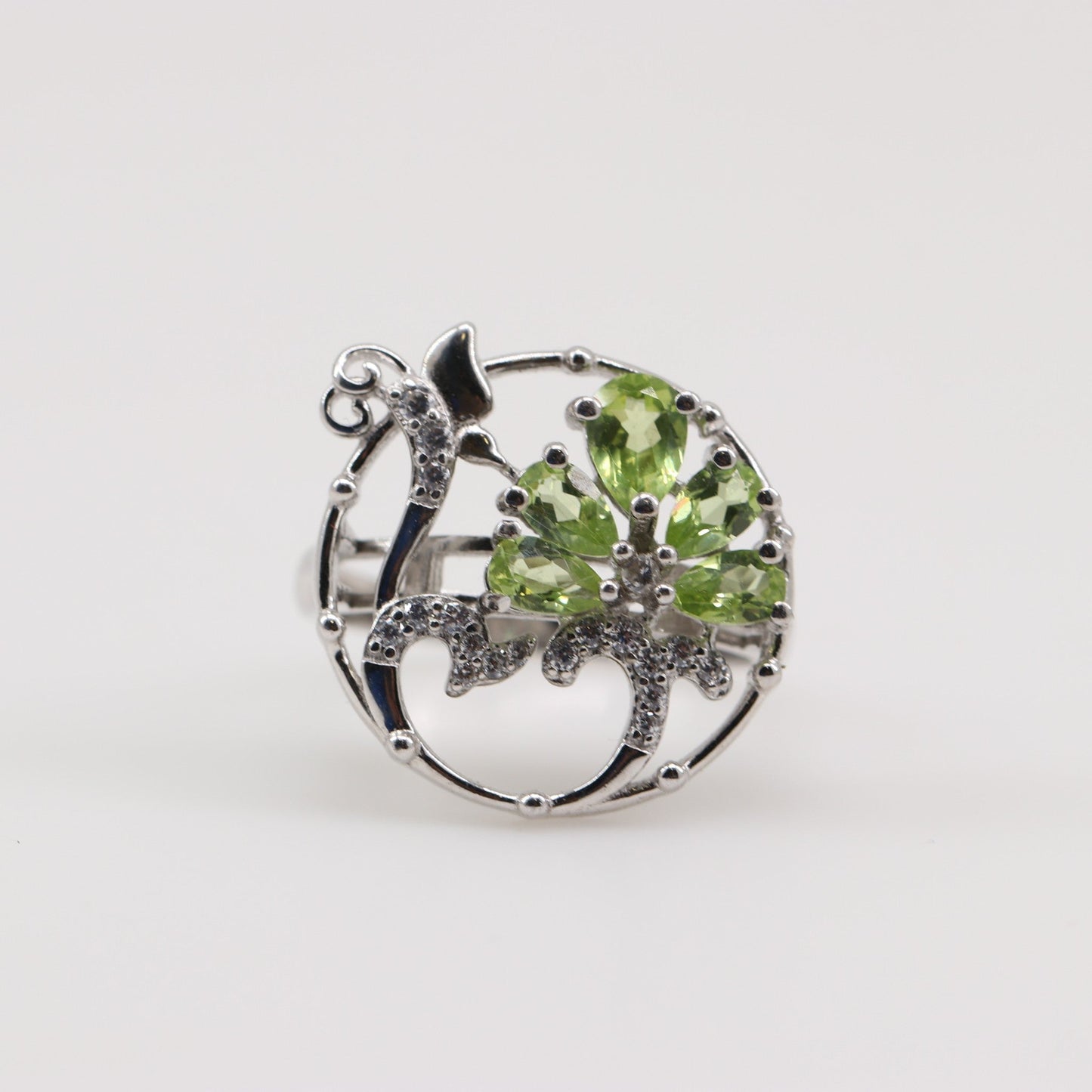 Anillo de Peridoto y cubic zirconia - Anillos