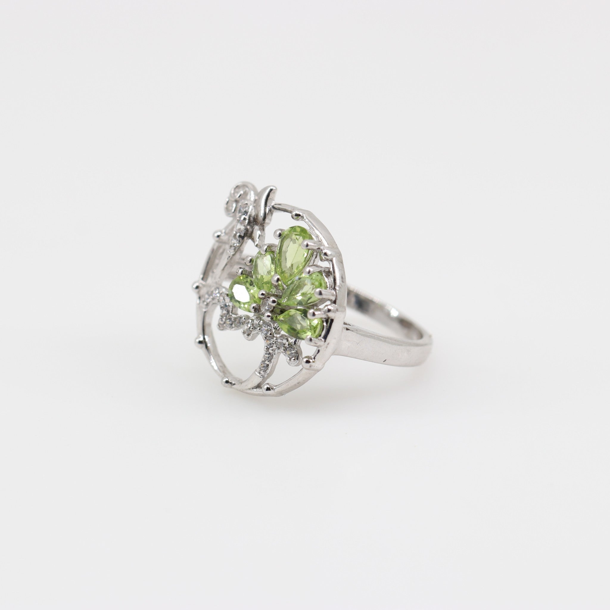 Anillo de Peridoto y cubic zirconia - Anillos