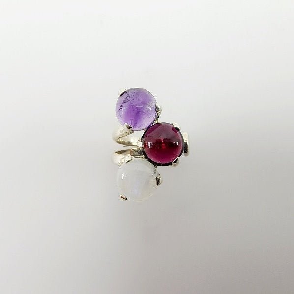 Anillo de Piedra Luna, Granate y Amatista - Anillos