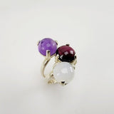 Anillo de Piedra Luna, Granate y Amatista - Anillos