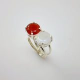 Anillo de Piedra Luna y Ágata cornalina - Anillos