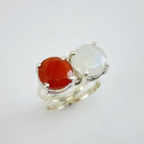 Anillo de Piedra Luna y Ágata cornalina - Anillos