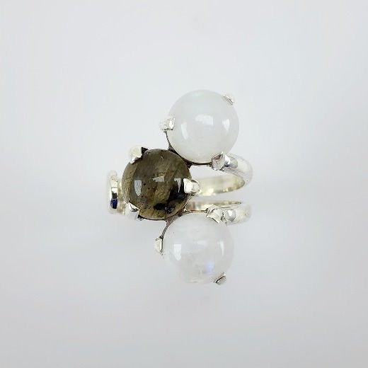 Anillo de Piedra Luna y labradorita - Anillos