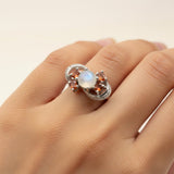 Anillo de Piedra Luna y Zafiro naranja - Anillos