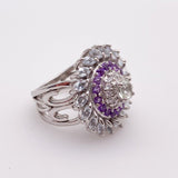 Anillo de Prasiolita, amatistas, topacio azul y cubic zirconia - Anillos