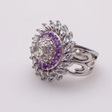 Anillo de Prasiolita, amatistas, topacio azul y cubic zirconia - Anillos