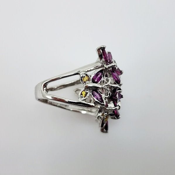 Anillo de Rodolita, tanzanita y zafiro amarillo - Anillos