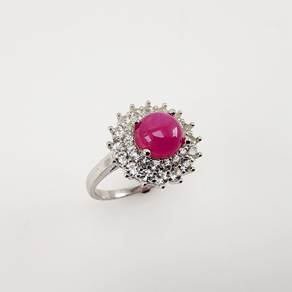 Anillo de Rubí iridiscente y Zirconia cúbica - Anillos