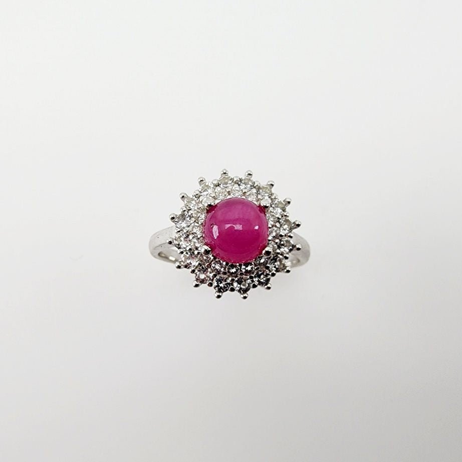 Anillo de Rubí iridiscente y Zirconia cúbica - Anillos