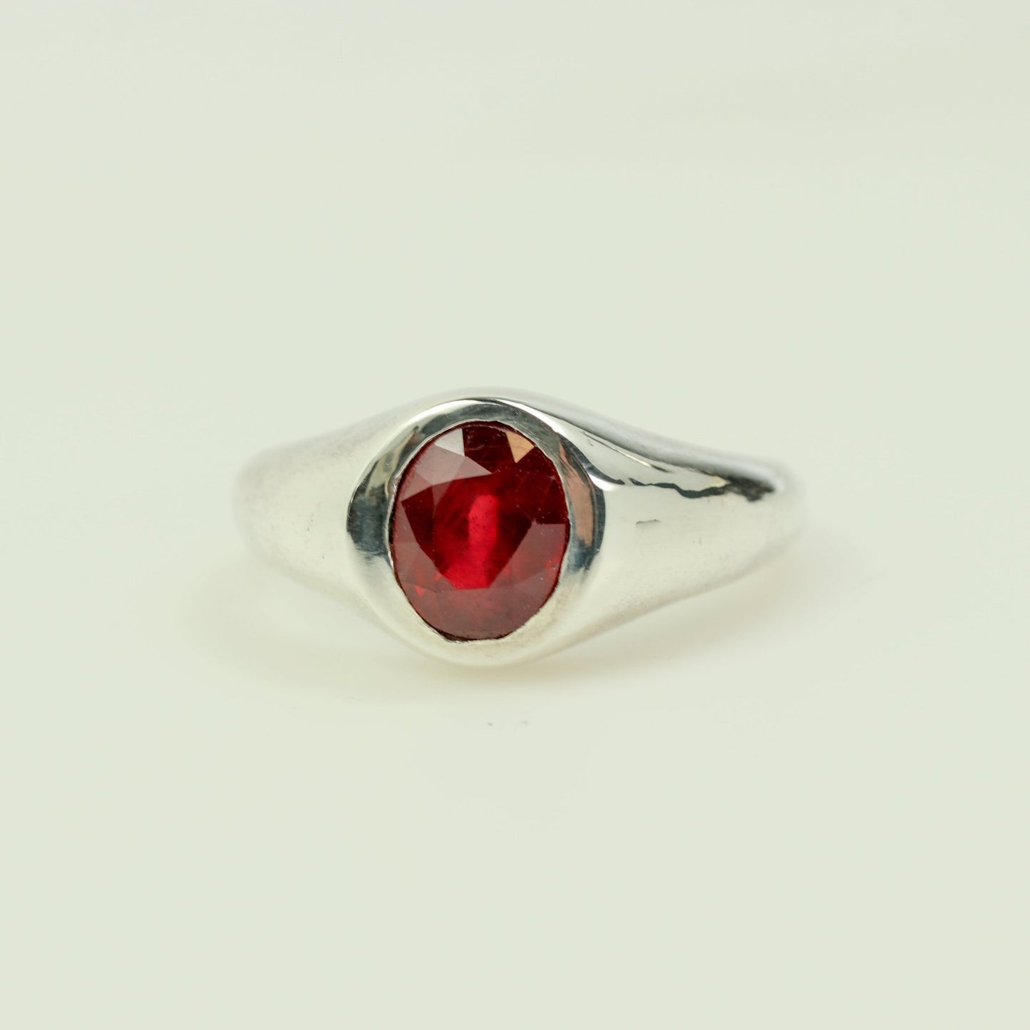Anillo de Rubí Oval 7x5mm Talla 20 en Plata 950 - Anillos