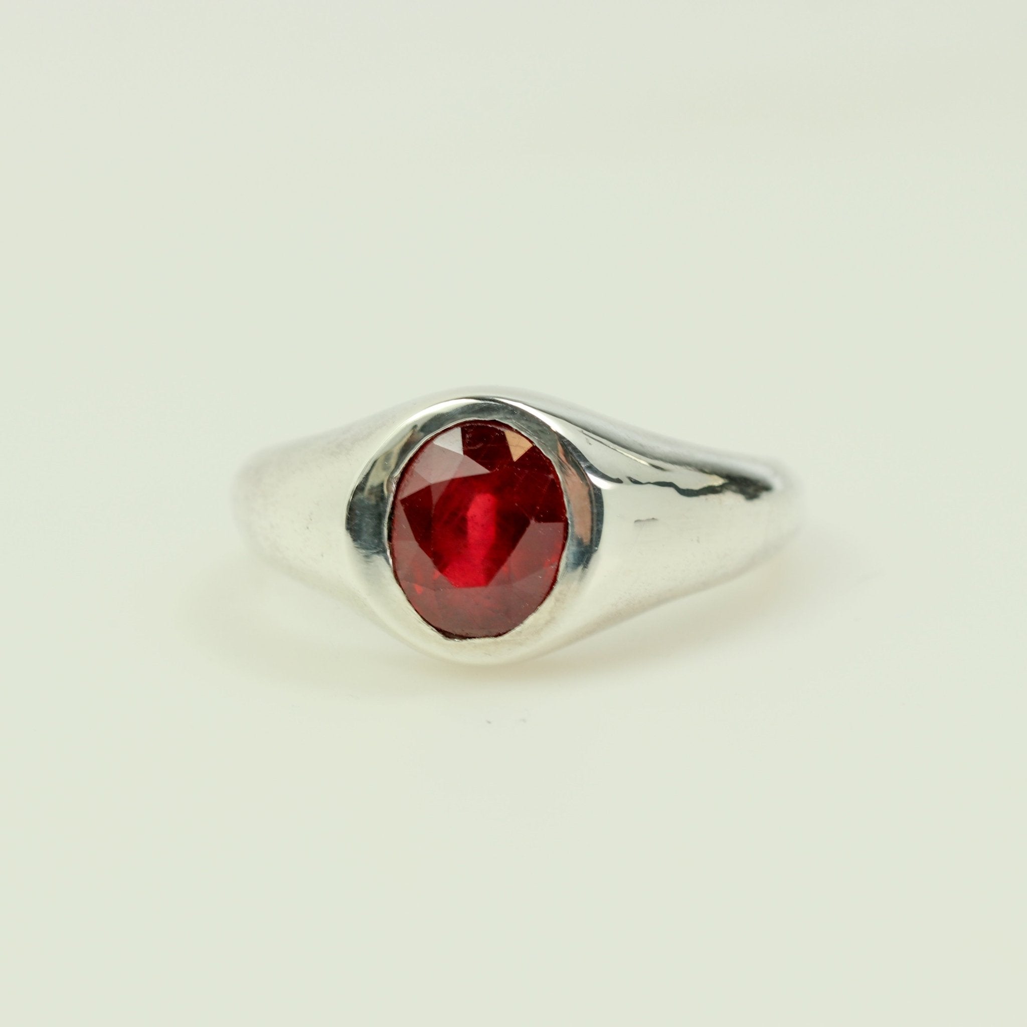 Anillo de Rubí Oval 7x5mm Talla 20 en Plata 950 - Anillos