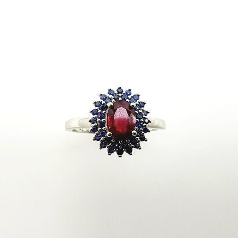 Anillo de rubí y zafiro azul - Anillos