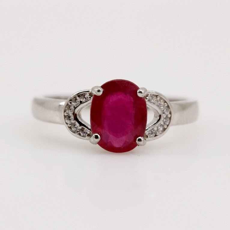 Anillo de Rubí y Zirconia cúbica - Anillos