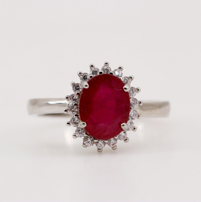 Anillo de Rubí y Zirconia cúbica - Anillos