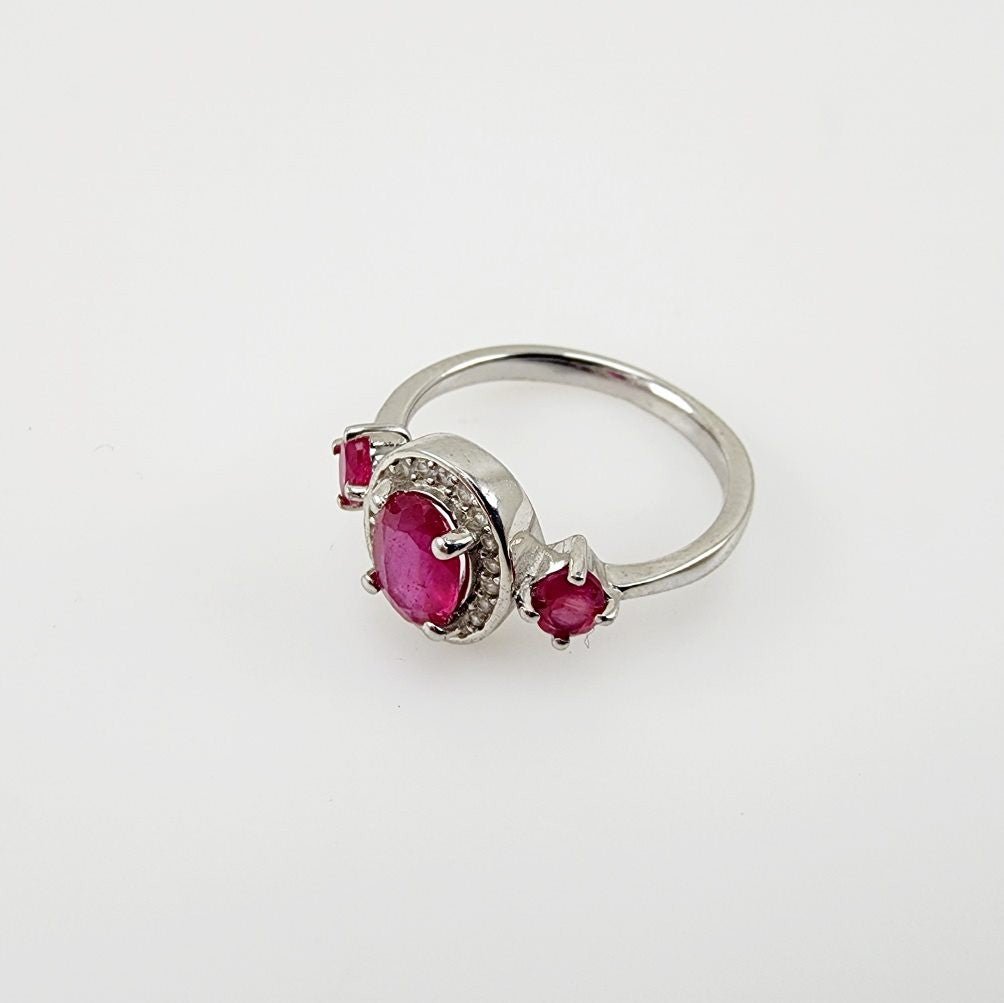 Anillo de Rubí y Zirconia cúbica - Anillos