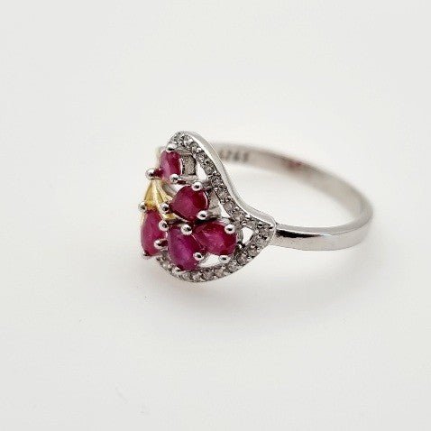 Anillo de Rubí y Zirconia Cúbica - Anillos