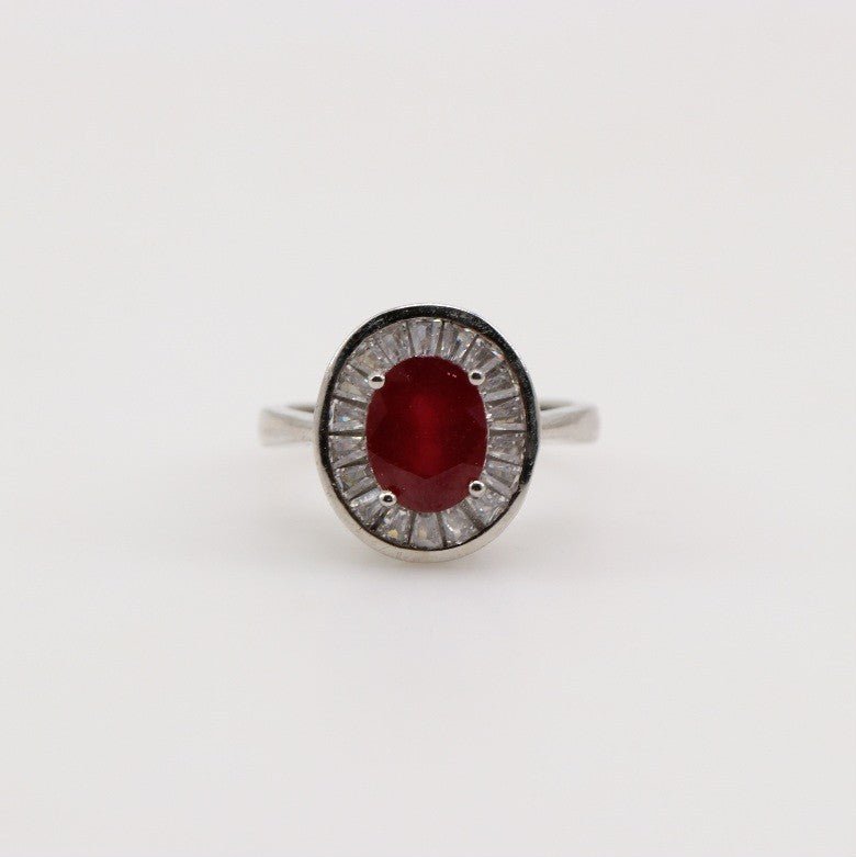 Anillo de Rubí y Zirconia cúbica - Anillos