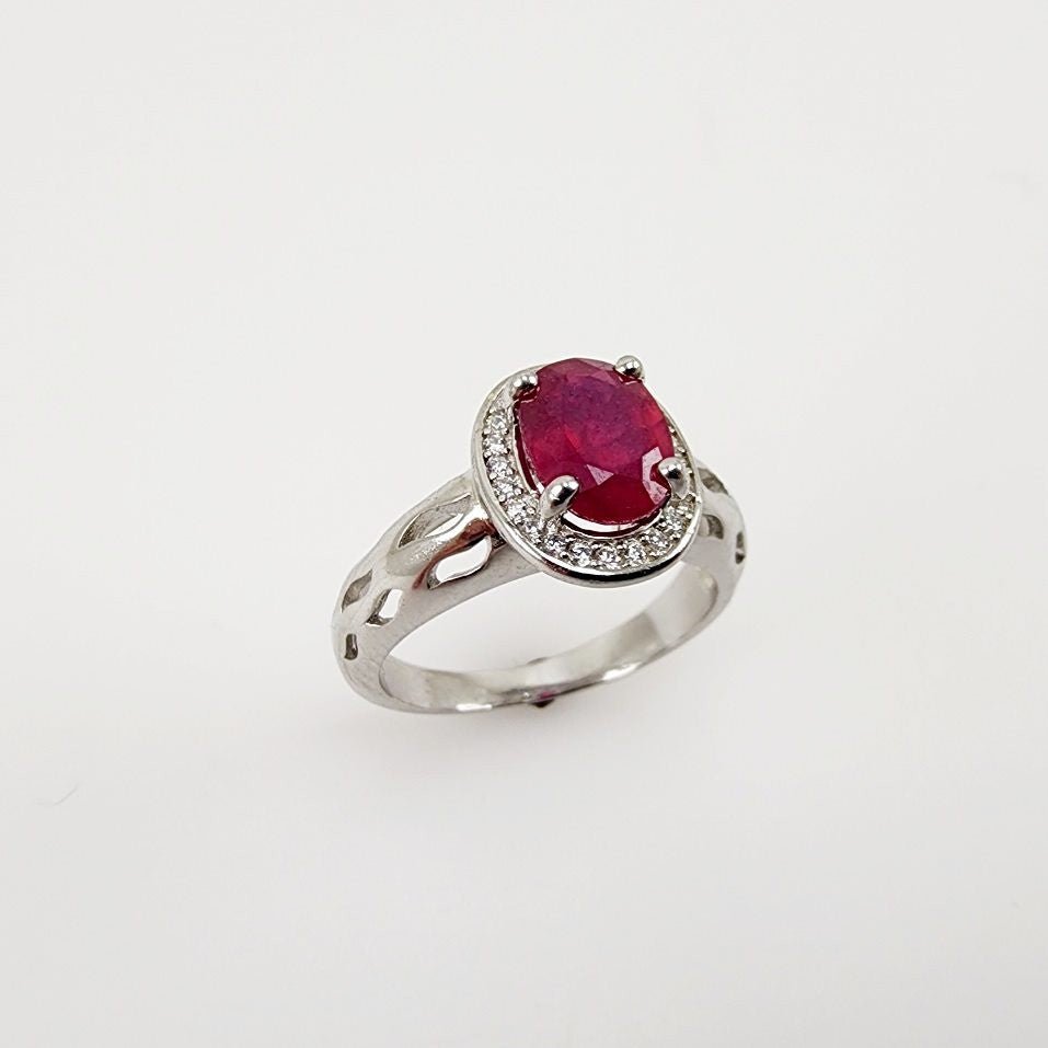 Anillo de Rubí y Zirconia cúbica - Anillos