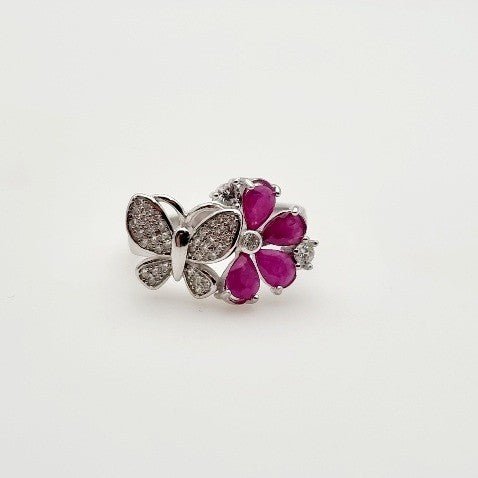 Anillo de Rubí y Zirconia cúbica - Anillos