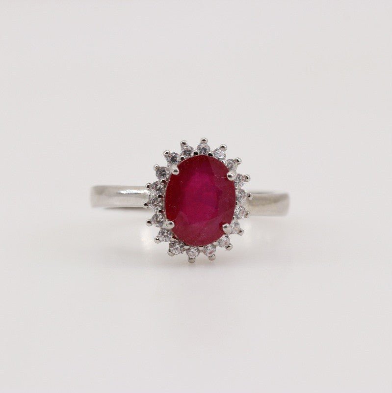 Anillo de Rubí y Zirconia cúbica - Anillos