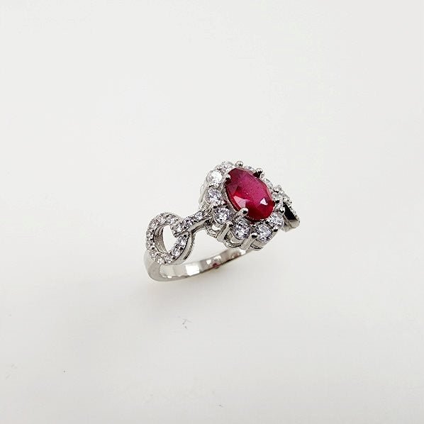 Anillo de Rubí y Zirconia cúbica - Anillos