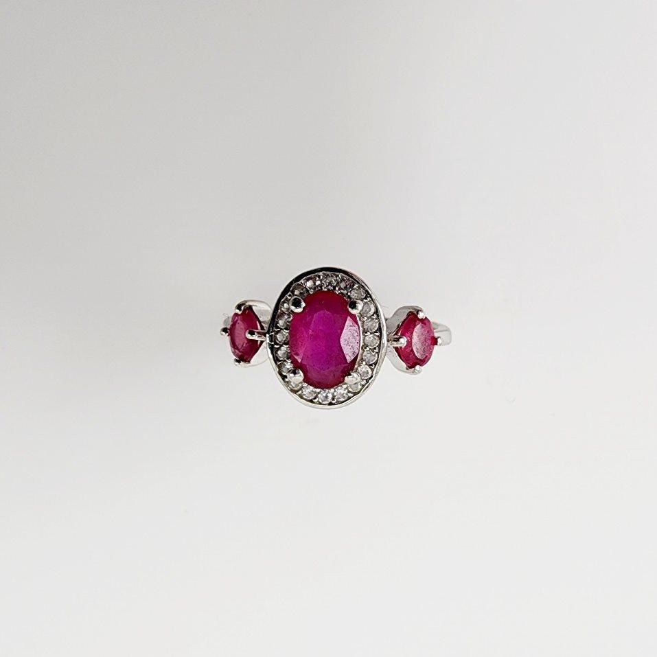 Anillo de Rubí y Zirconia cúbica - Anillos