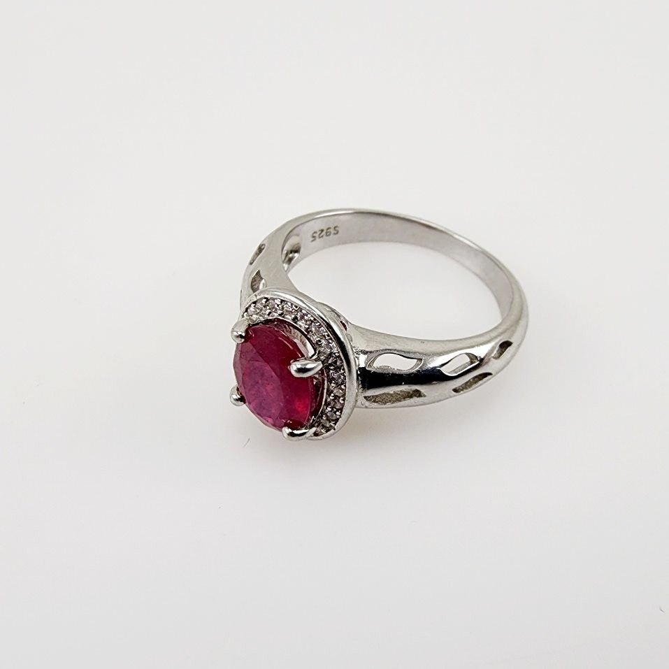Anillo de Rubí y Zirconia cúbica - Anillos