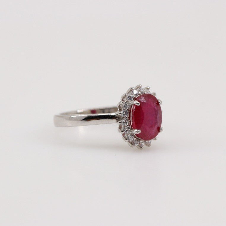 Anillo de Rubí y Zirconia cúbica - Anillos