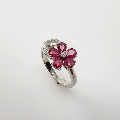 Anillo de Rubí y Zirconia cúbica - Anillos