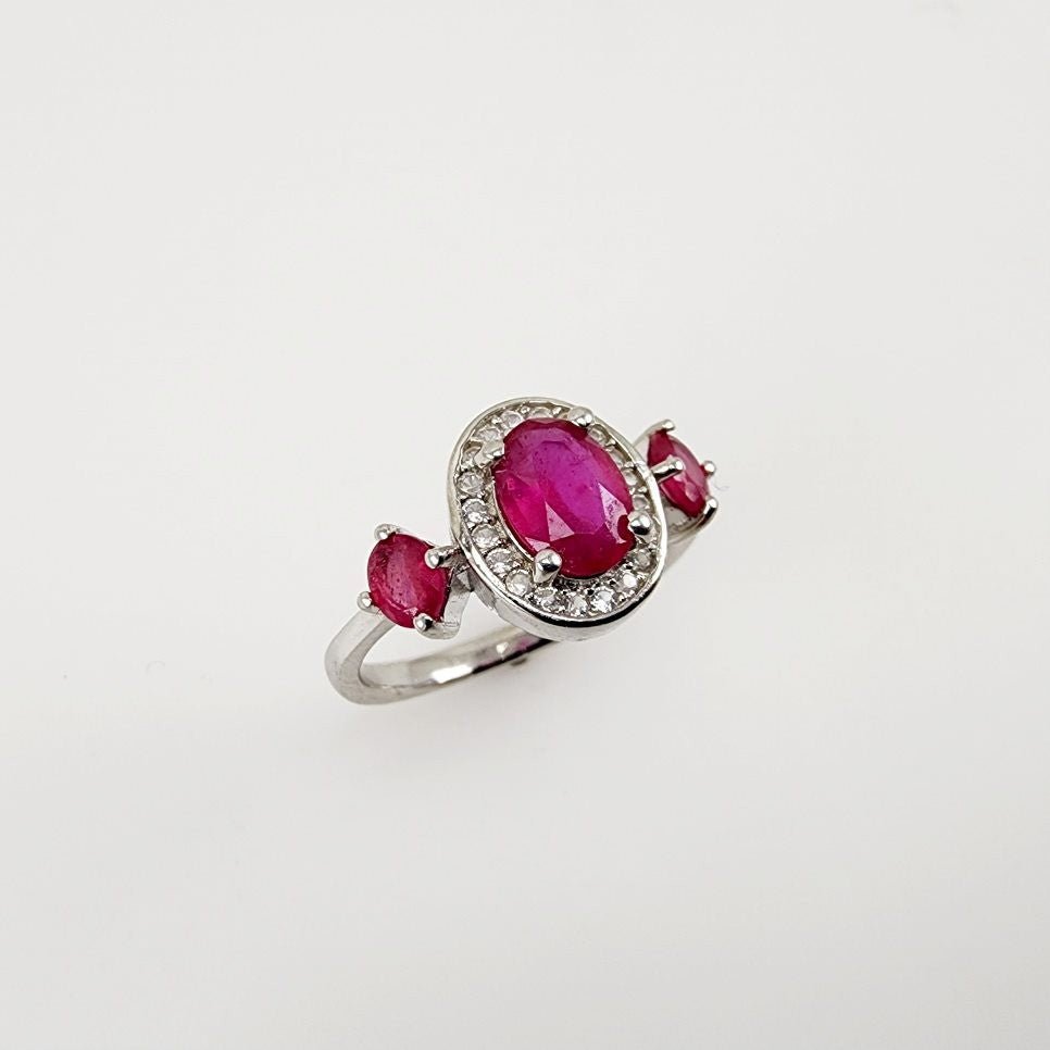 Anillo de Rubí y Zirconia cúbica - Anillos