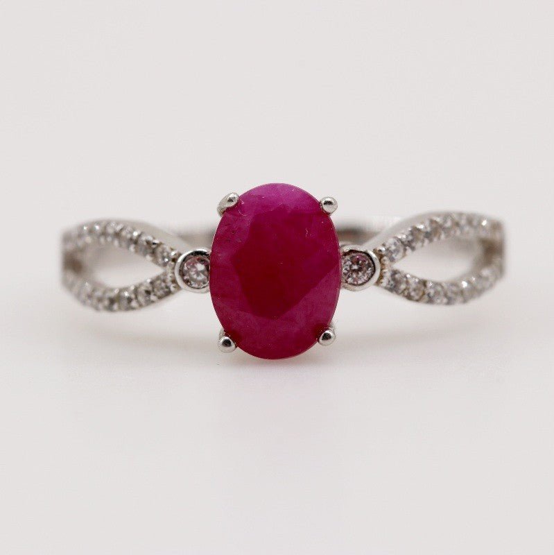 Anillo de Rubí y Zirconia cúbica - Anillos