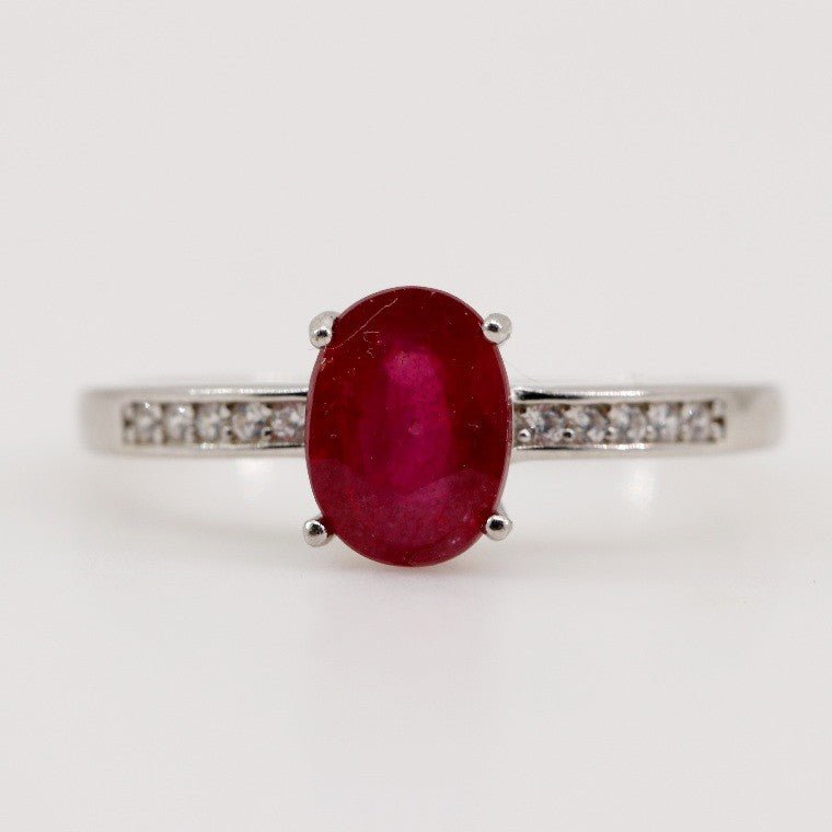 Anillo de Rubí y Zirconia cúbica - Anillos