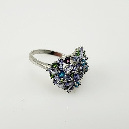 Anillo de Tanzanita, Apatita, Tsavorite y Granate rodolita - Anillos