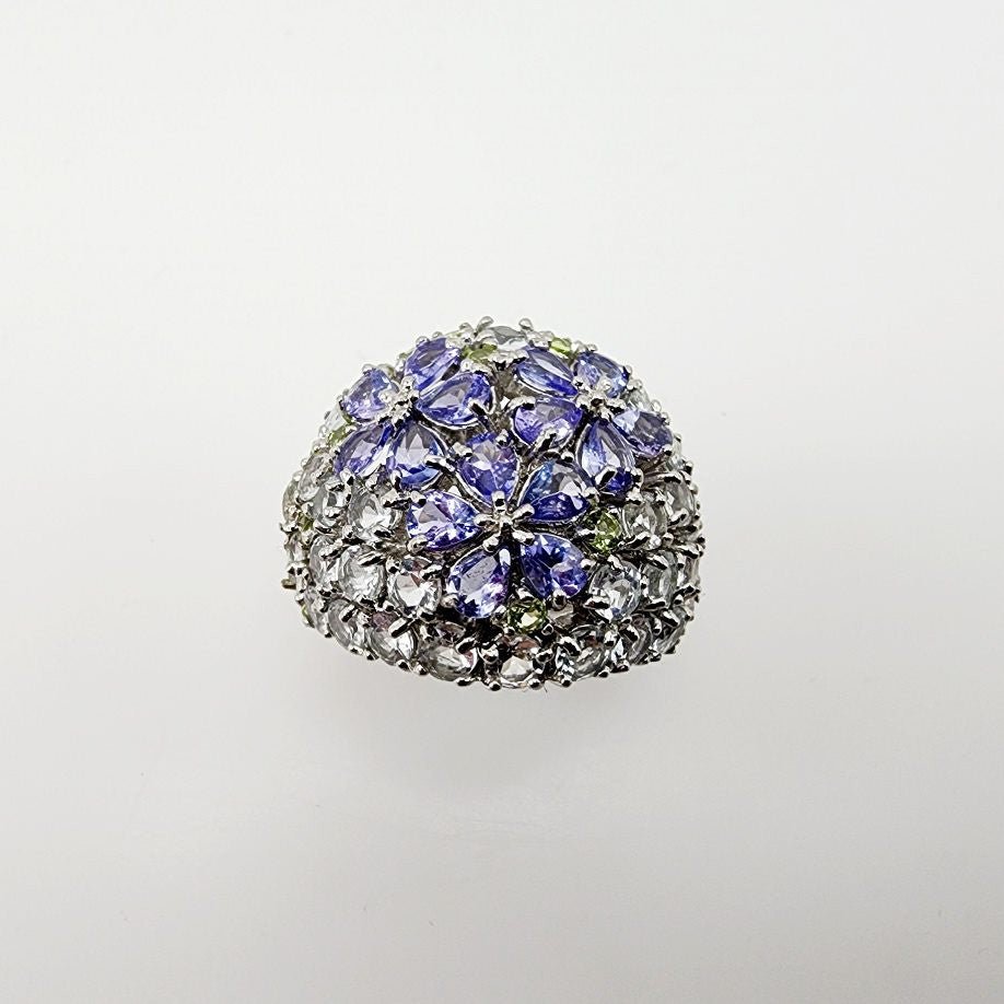 Anillo de Tanzanita, Peridoto y Topacio blanco - Anillos