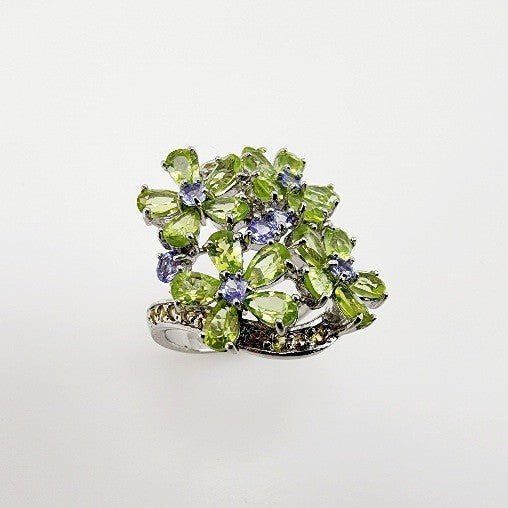 Anillo de Tanzanita, Peridoto y zafiro amarillo - Anillos