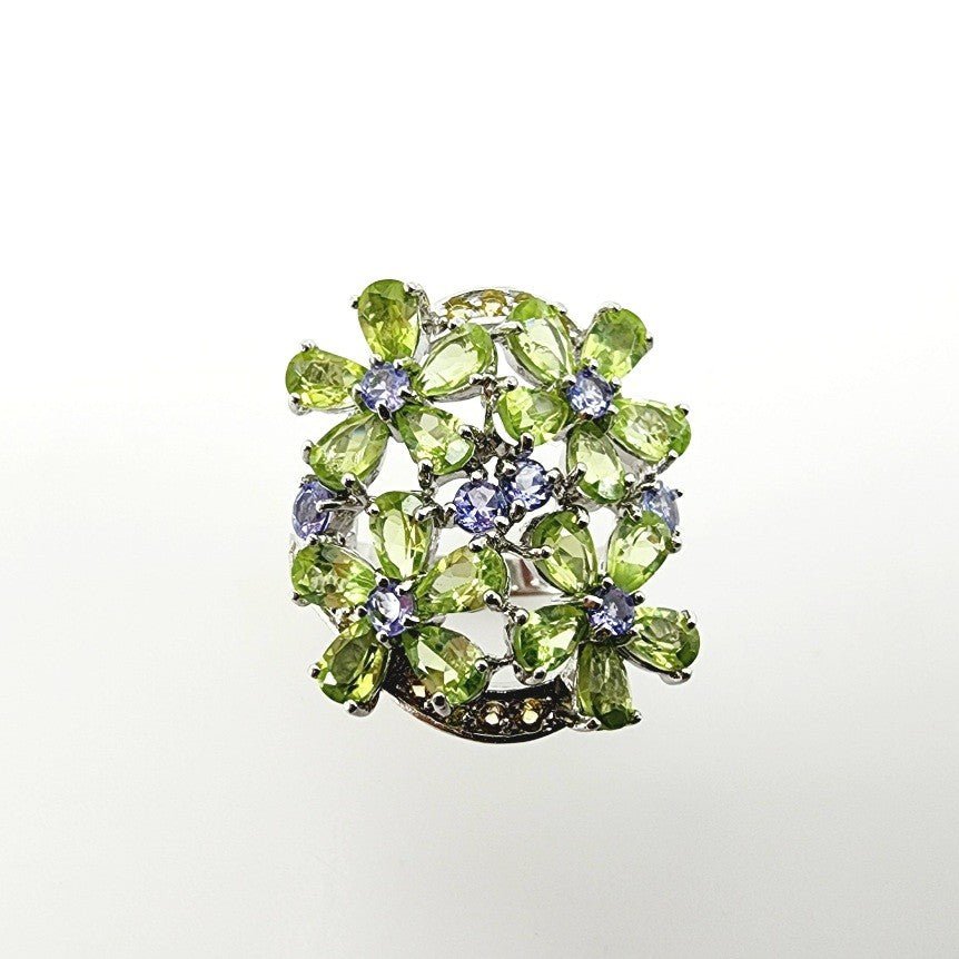 Anillo de Tanzanita, Peridoto y zafiro amarillo - Anillos